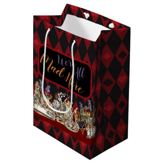 Alice in Wonderland Mad Cheshire Cat Medium Cadeauzakje (Voorkant Gekanteld)