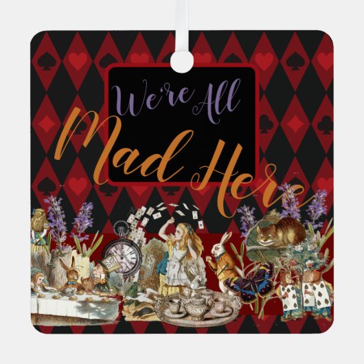 Alice in Wonderland Mad Cheshire Cat Metalen Ornament (Voorkant)