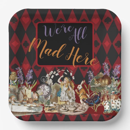 Alice in Wonderland Mad Cheshire Cat Papieren Bordje (Voorkant)