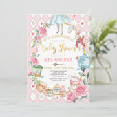 Alice in Wonderland Mad Hatter Baby shower Tea Kaart (Staand voorkant)