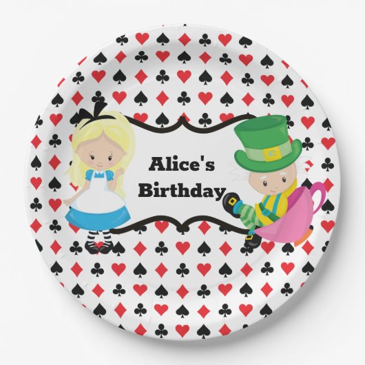 Alice in Wonderland Mad Hatter Birthday Party Papieren Bordje (Voorkant)