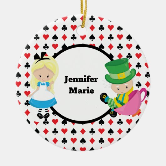 Alice in Wonderland Mad Hatter Card Decf Custom Keramisch Ornament (Voorkant)