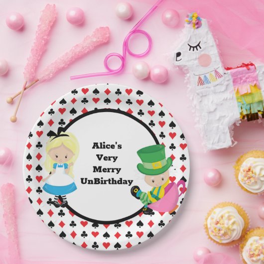Alice in Wonderland Mad Hatter Card Deck Party Papieren Bordje (Feest)