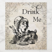 Alice in Wonderland Mad Hatter Drink Me Bottle Wijn Etiket (Enkel label)