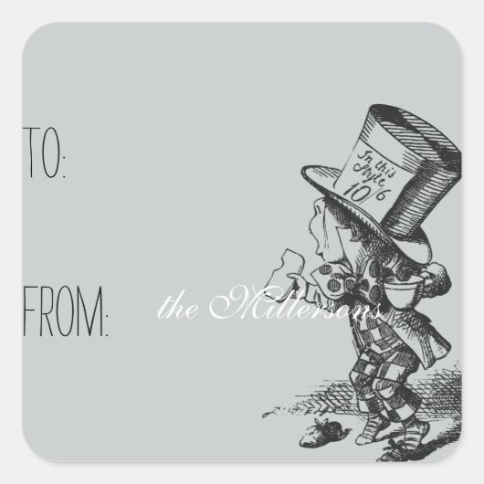 Alice in Wonderland Mad Hatter Gift Label (Voorkant)