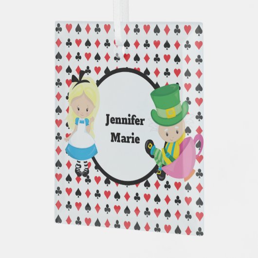 Alice in Wonderland Mad Hatter Kinder kerst Glas Ornament (Voorkant links)