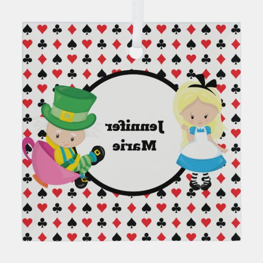 Alice in Wonderland Mad Hatter Kinder kerst Glas Ornament (Achterkant)