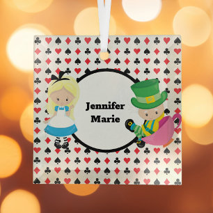 Alice in Wonderland Mad Hatter Kinder kerst Glas Ornament