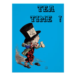 Alice in Wonderland - Mad Hatter - kleur-blauw bkg Perfect Poster