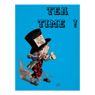 Alice in Wonderland - Mad Hatter - kleur-blauw bkg Perfect Poster