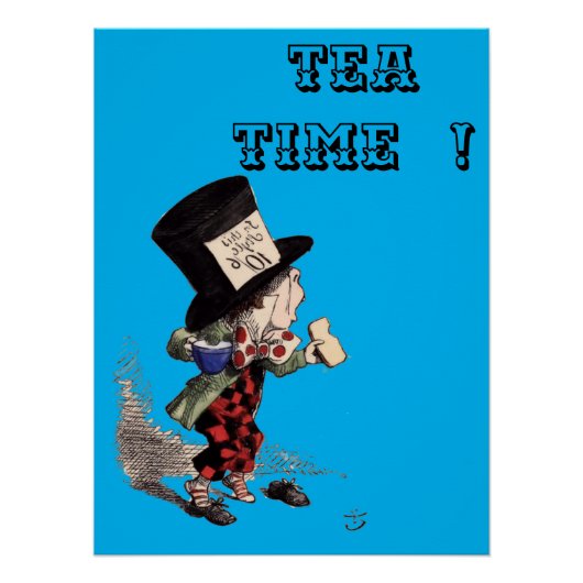Alice in Wonderland - Mad Hatter - kleur-blauw bkg Perfect Poster (Voorkant)