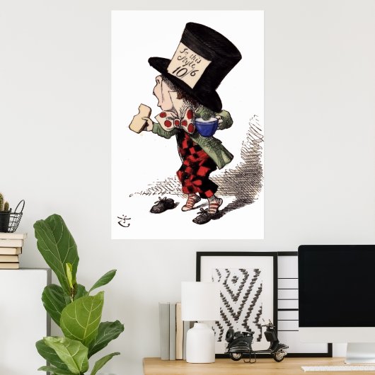 Alice in Wonderland - Mad Hatter (kleur) Poster (Thuiskantoor)