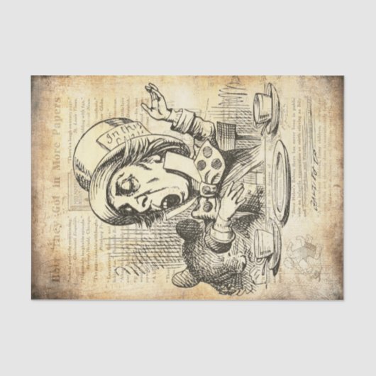  Alice in Wonderland Mad Hatter-ontkoppeling Tissuepapier (Voorkant)