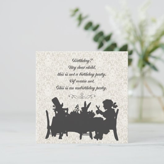 Alice in Wonderland Mad Hatter Tea Party Birthday Kaart (Staand voorkant)