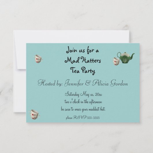 Alice in Wonderland, Mad Hatter, Tea Party Kaart (Achterkant)