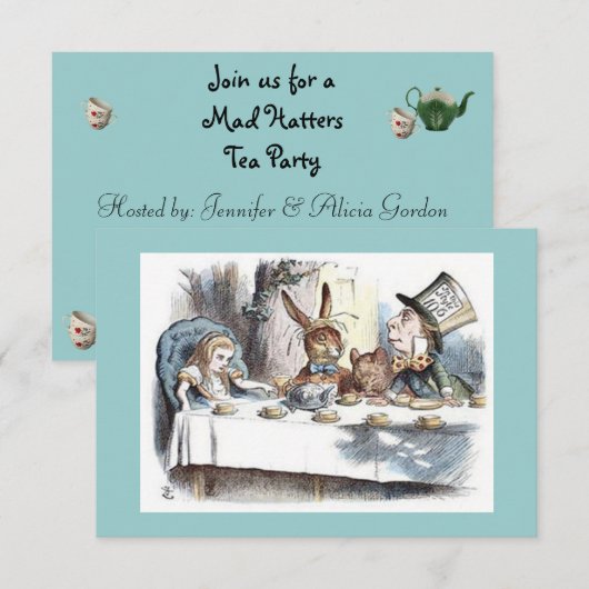 Alice in Wonderland, Mad Hatter, Tea Party Kaart (Voorkant / Achterkant)
