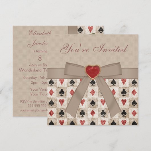 Alice in Wonderland Mad Hatter Tea Party Kaart (Voorkant / Achterkant)