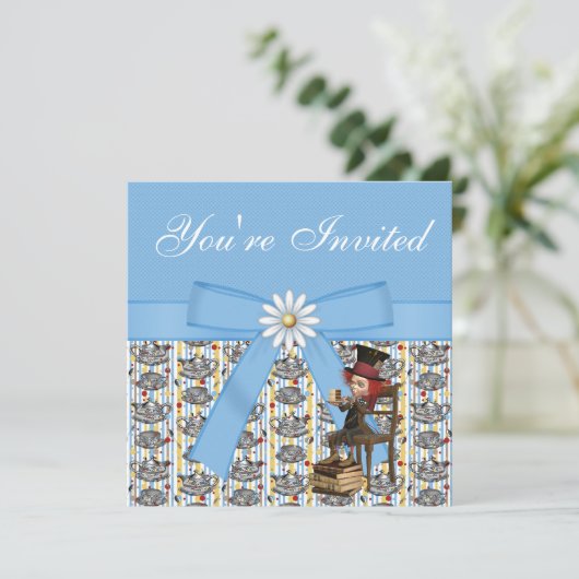 Alice in Wonderland Mad Hatter Tea Party nodigt ui Kaart (Staand voorkant)