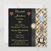 Alice in Wonderland Mad Hatter Tea Party nodigt ui Kaart (Achterkant)