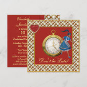 Alice in Wonderland Mad Hatter Tea Party nodigt ui Kaart (Voorkant / Achterkant)