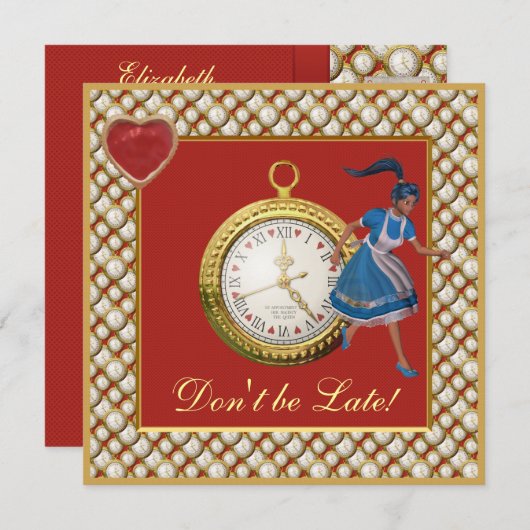 Alice in Wonderland Mad Hatter Tea Party nodigt ui Kaart (Voorkant / Achterkant)