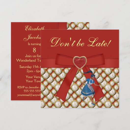 Alice in Wonderland Mad Hatter Tea Party nodigt ui Kaart (Voorkant / Achterkant)