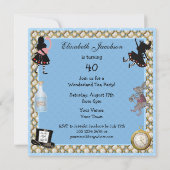 Alice in Wonderland Mad Hatter Tea Party nodigt ui Kaart (Achterkant)