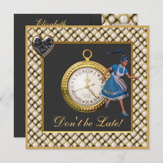 Alice in Wonderland Mad Hatter Tea Party nodigt ui Kaart (Voorkant / Achterkant)