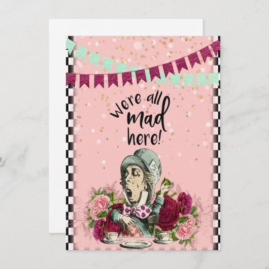 Alice in Wonderland Mad Hatter Tea Party Notitiekaartje (Voorkant / Achterkant)