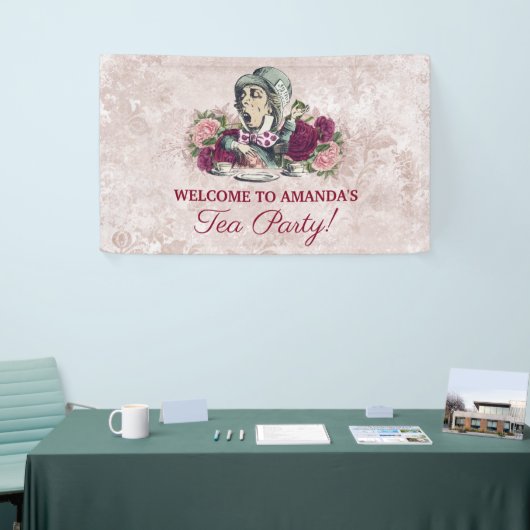 Alice in Wonderland Mad Hatter Tea Party Welkom Spandoek (Beurs)