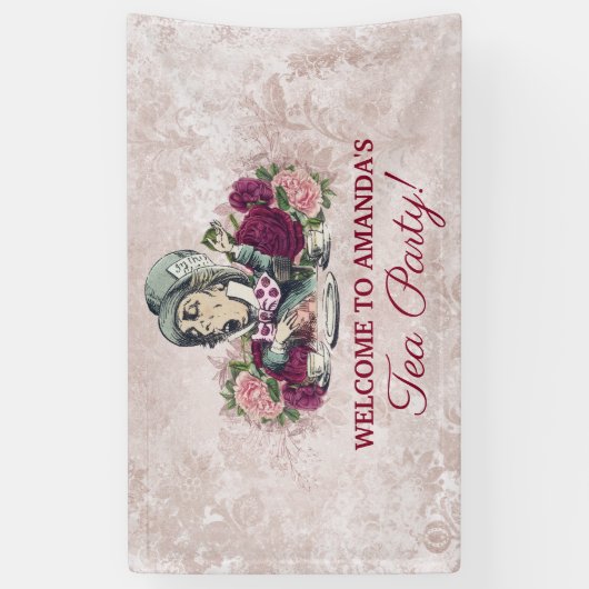 Alice in Wonderland Mad Hatter Tea Party Welkom Spandoek (Verticaal)