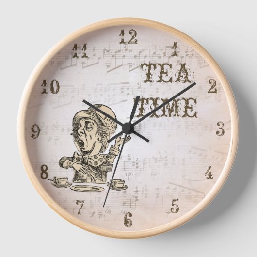 Alice in Wonderland Mad Hatter Tea Time Clock (Voorkant)