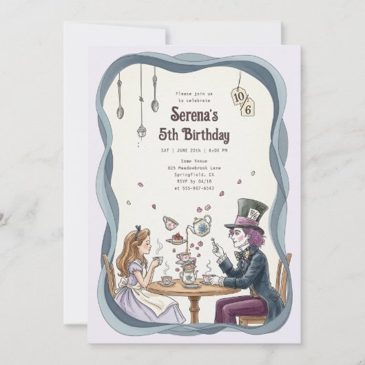 Alice in Wonderland Mad Hatter Tea Verjaardag Kaart (Voorkant)