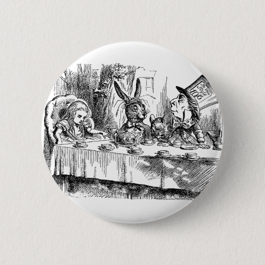 Alice in Wonderland Mad Hatter-theeparty Ronde Button 5,7 Cm (Voorkant)