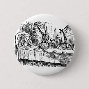  Alice in Wonderland Mad Hatter-theeparty Ronde Button 5,7 Cm