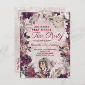 Alice in Wonderland Mad Hatter Verjaardag Tea Part Uitnodiging Briefkaart (Voorkant / Achterkant)