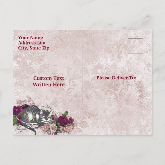 Alice in Wonderland Mad Hatter Verjaardag Tea Part Uitnodiging Briefkaart (Achterkant)