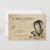  Alice in Wonderland Mad Hatter Wedding RSVP Kaartje (Voorkant)