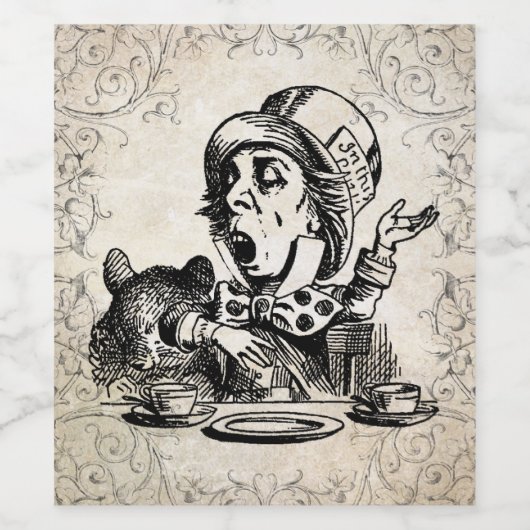 Alice in Wonderland Mad Hatter Wijnfles Wijn Etiket (Enkel label)