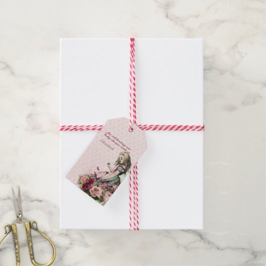 Alice in Wonderland Mad Hatters Tea Party Custom Cadeaulabel (Met Touw)