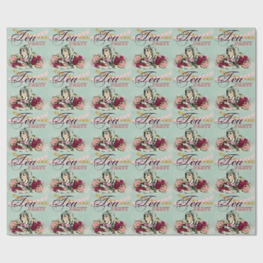 Alice in Wonderland Mad Hatters Tea Party Custom Cadeaupapier (Vlak)