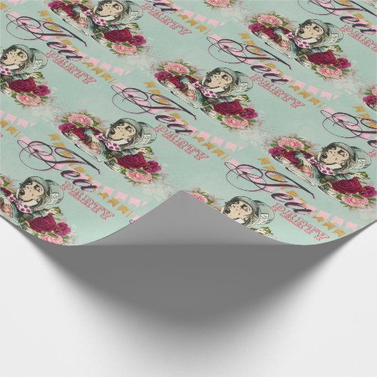 Alice in Wonderland Mad Hatters Tea Party Custom Cadeaupapier (Hoek)