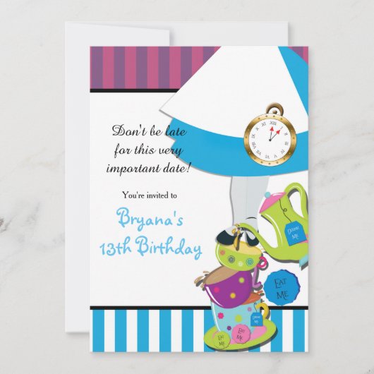 Alice in Wonderland MAD TEA PARTY Birthday Kaart (Voorkant)