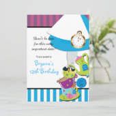 Alice in Wonderland MAD TEA PARTY Birthday Kaart (Staand voorkant)