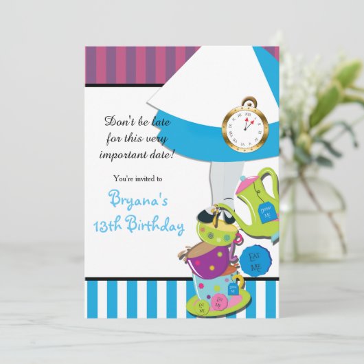 Alice in Wonderland MAD TEA PARTY Birthday Kaart (Staand voorkant)