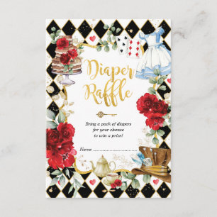 Alice in Wonderland Mad Tea Party Diaper Raffle Informatiekaartje