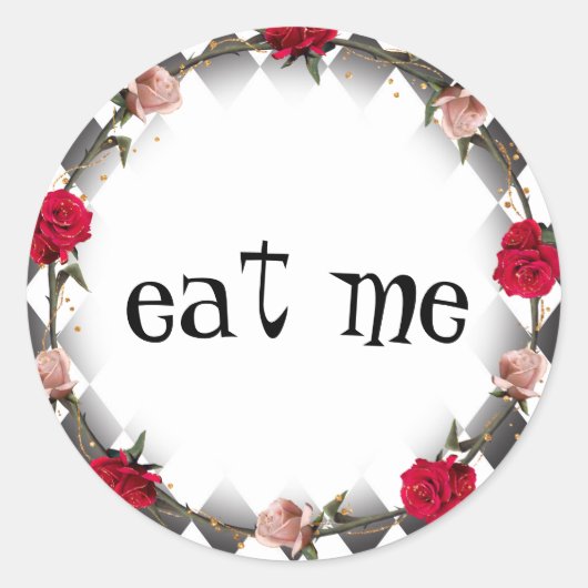 Alice in Wonderland Mad Tea Party eet me Ronde Sticker (Voorkant)