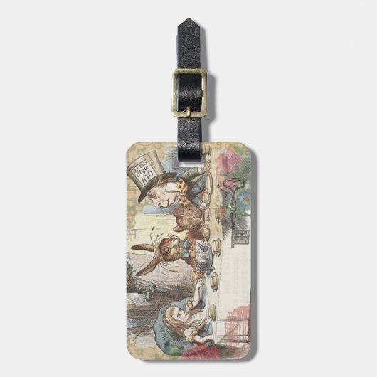 Alice in Wonderland Mad Tea Party Kunst Bagagelabel (Voorkant verticaal)