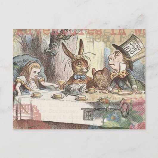 Alice in Wonderland Mad Tea Party Kunst Briefkaart (Voorkant)