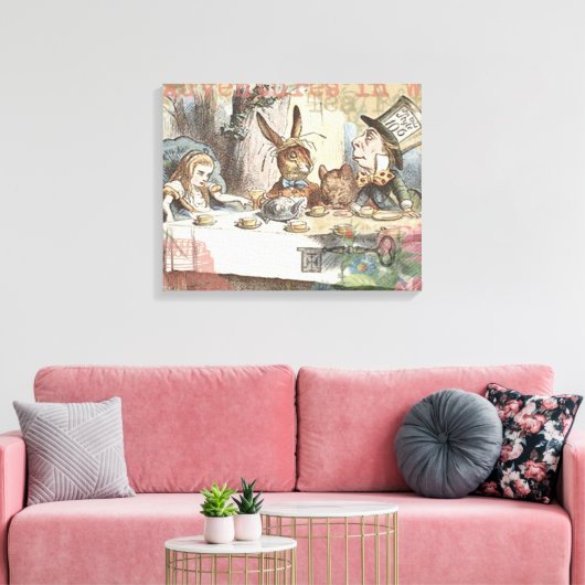 Alice in Wonderland Mad Tea Party Kunst Canvas Afdruk (Insitu (Woonkamer))